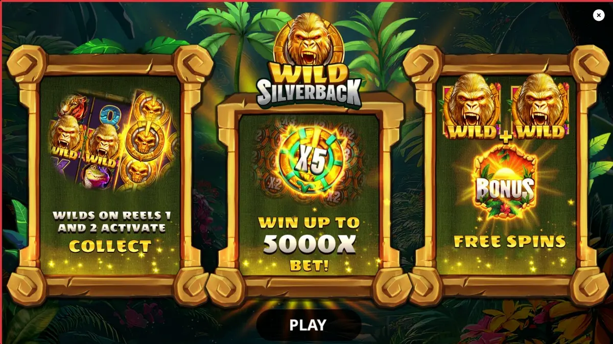 Tampilan visual slot Wild Silverback dengan tema hutan tropis dan gorila